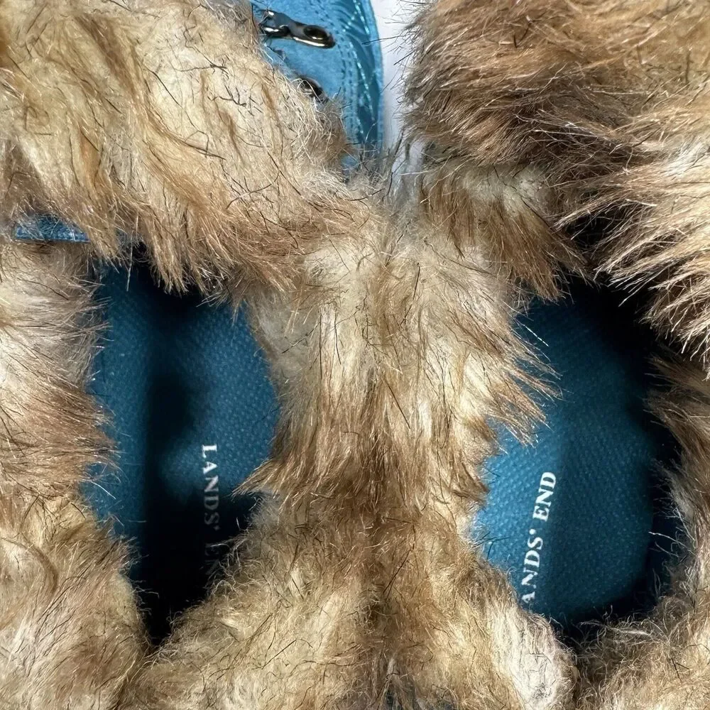 Lands End Powder Belle Teal Suede Shoe Snow Boot Women’s Size 6B 420475